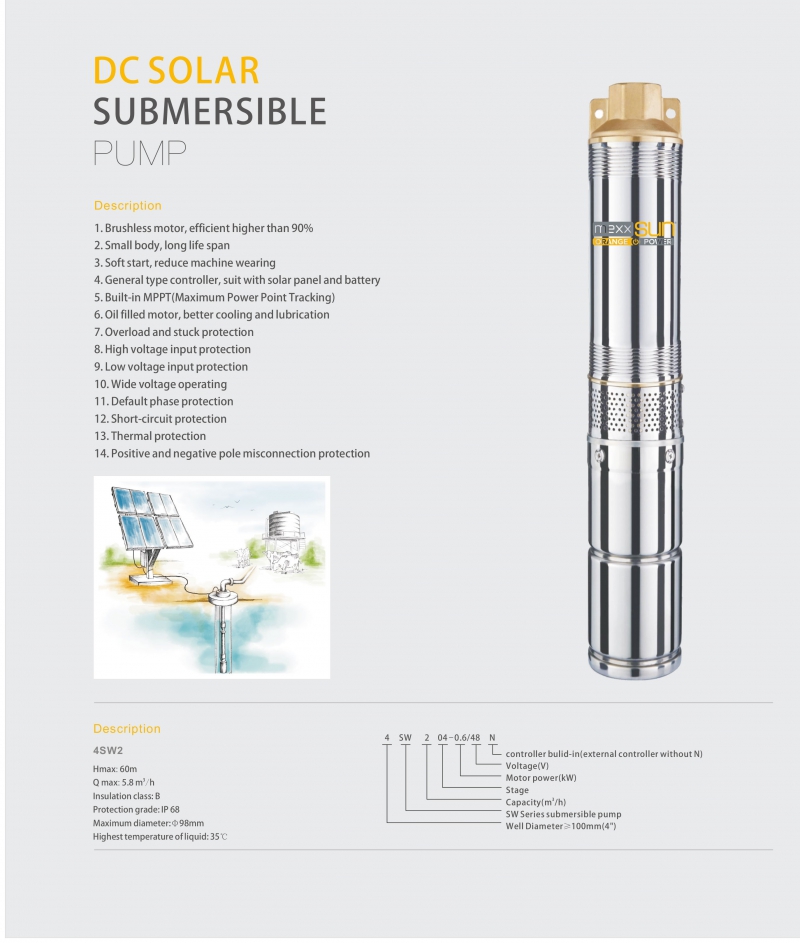 DC pompa 0,8Hp 600W (4SW204-0,6/48N) - 2