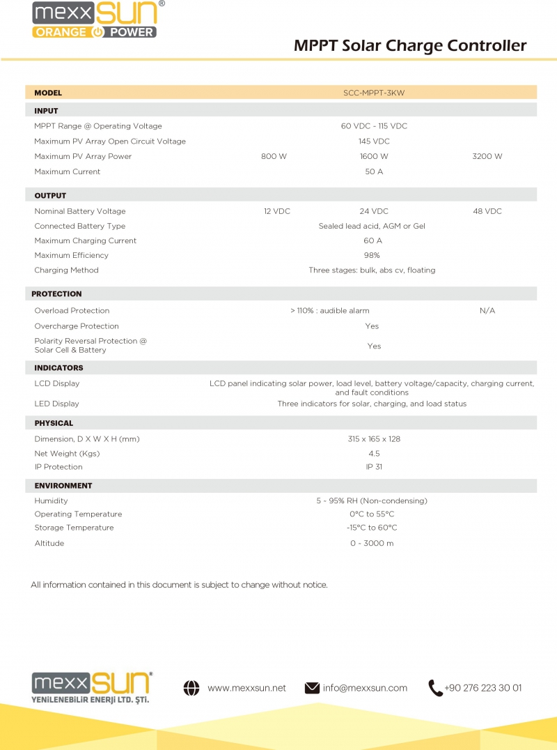 MPPT 12/24 / 48V 60A (SCC-MPPT-3K) - 2
