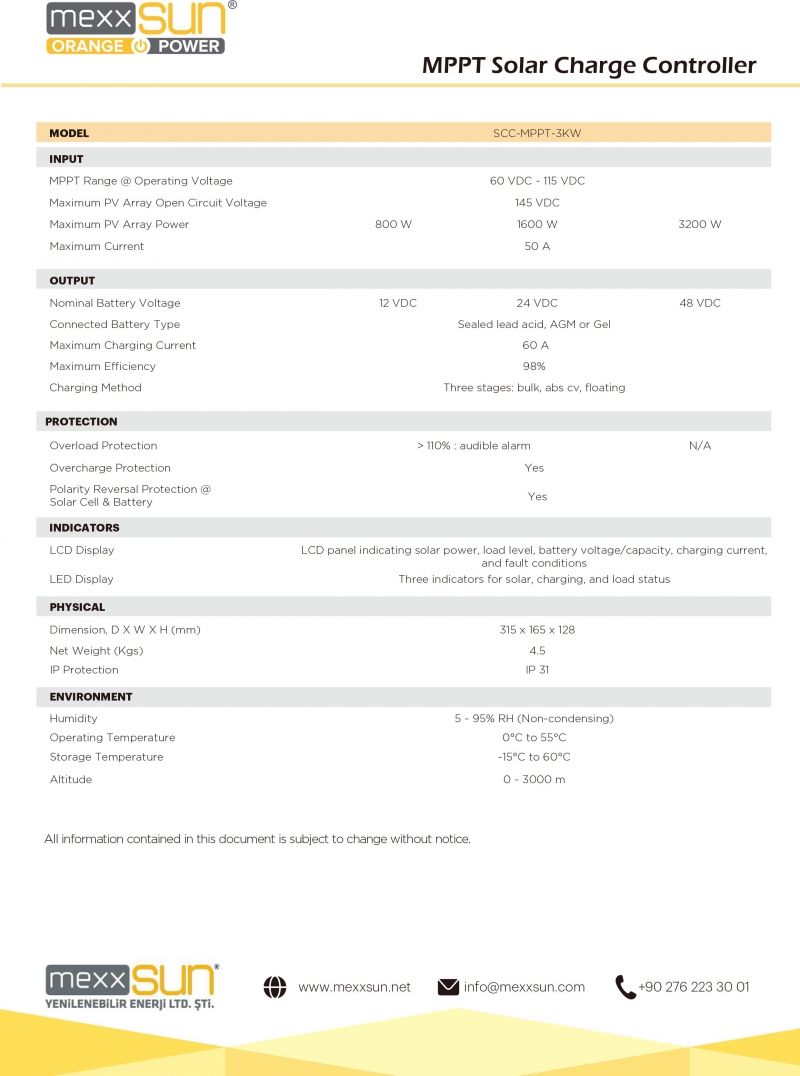 MPPT 12/24/48V 60A (SCC-MPPT-3K) - 2