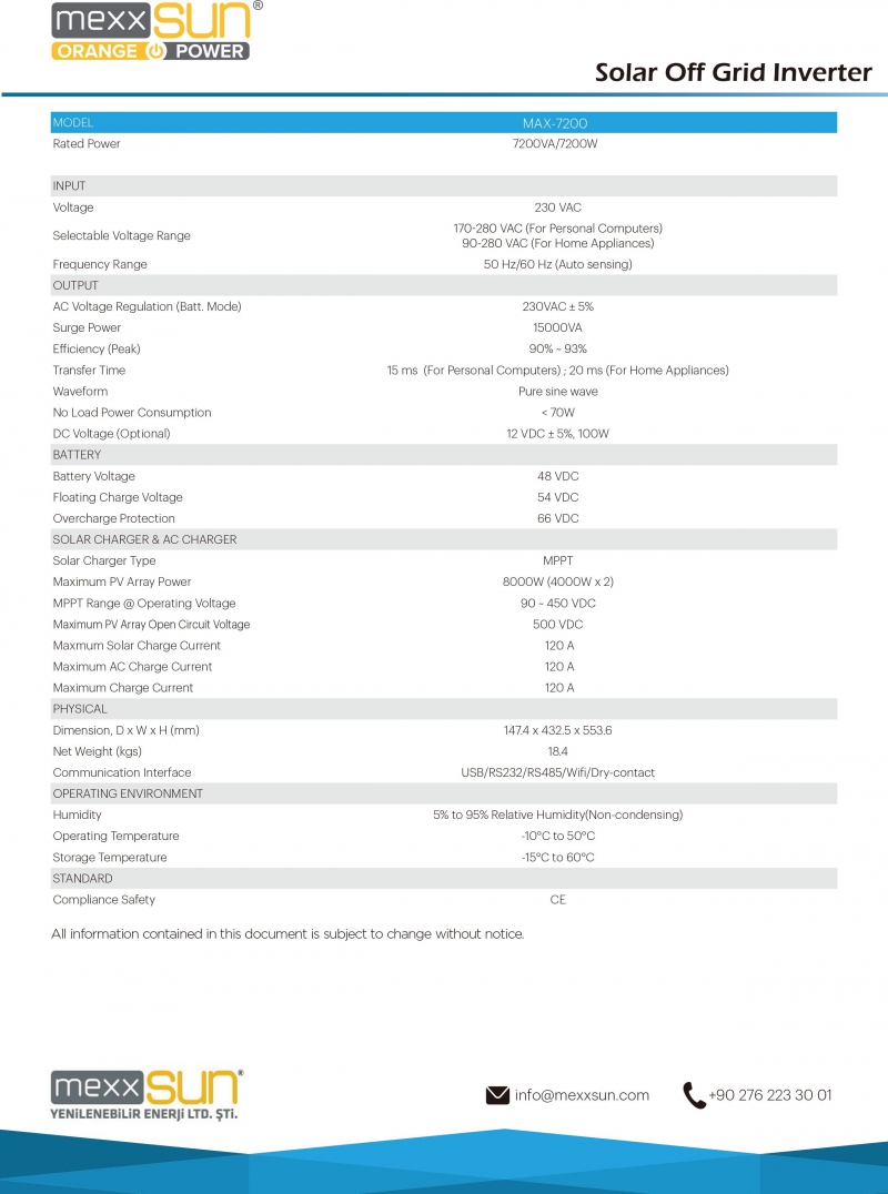 Tam sinüs akıllı 48V 7200W (MAX-7200) - 2
