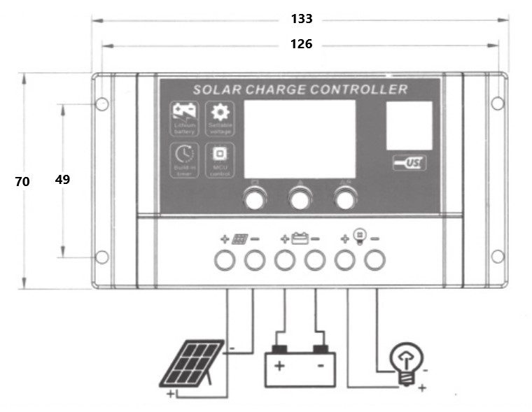 Solar Charge Controller AT10 10A 12V/24V AUTO - 3
