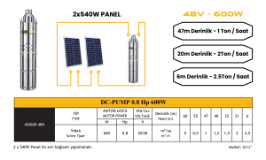 DC pompa 0,8Hp 600W (Screw Type) (4SS600-48N)