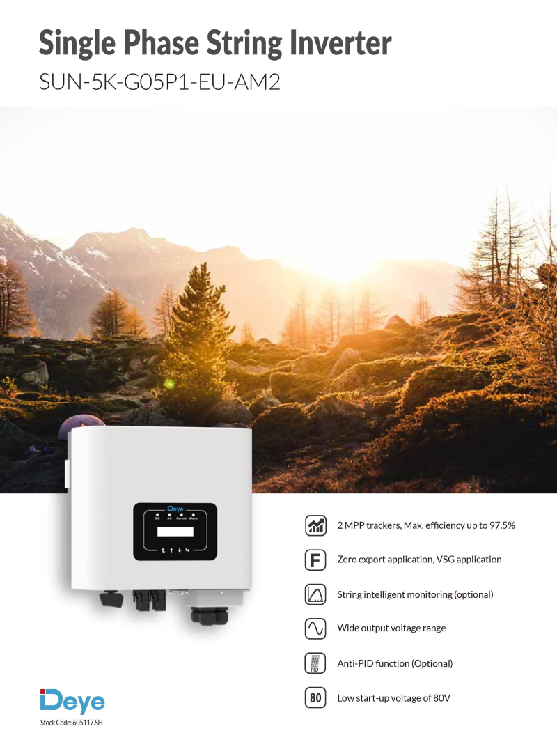 PV Inverter SUN-5K-G05P1-EU-AM2 - 1
