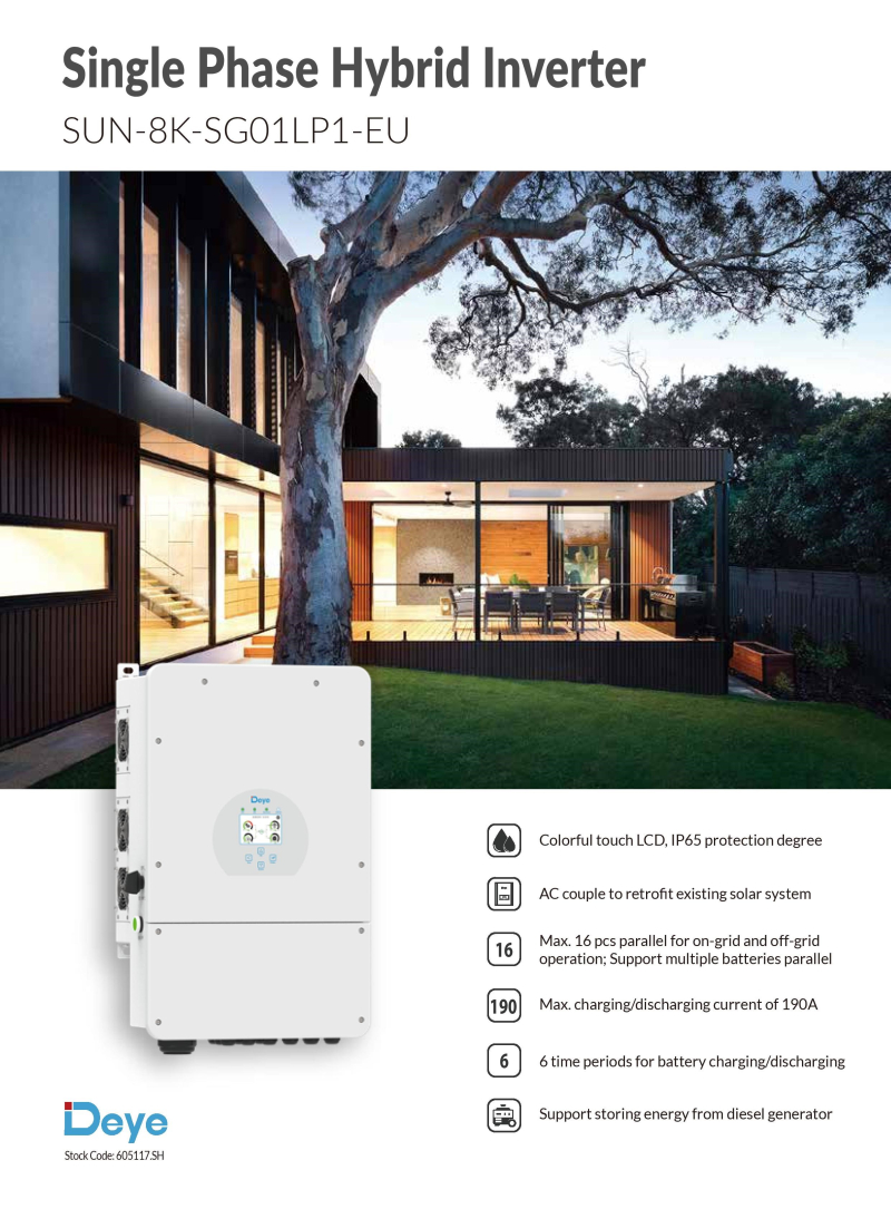 DEYE 8 KW Hibrit Monofaze LV (48V) - 1