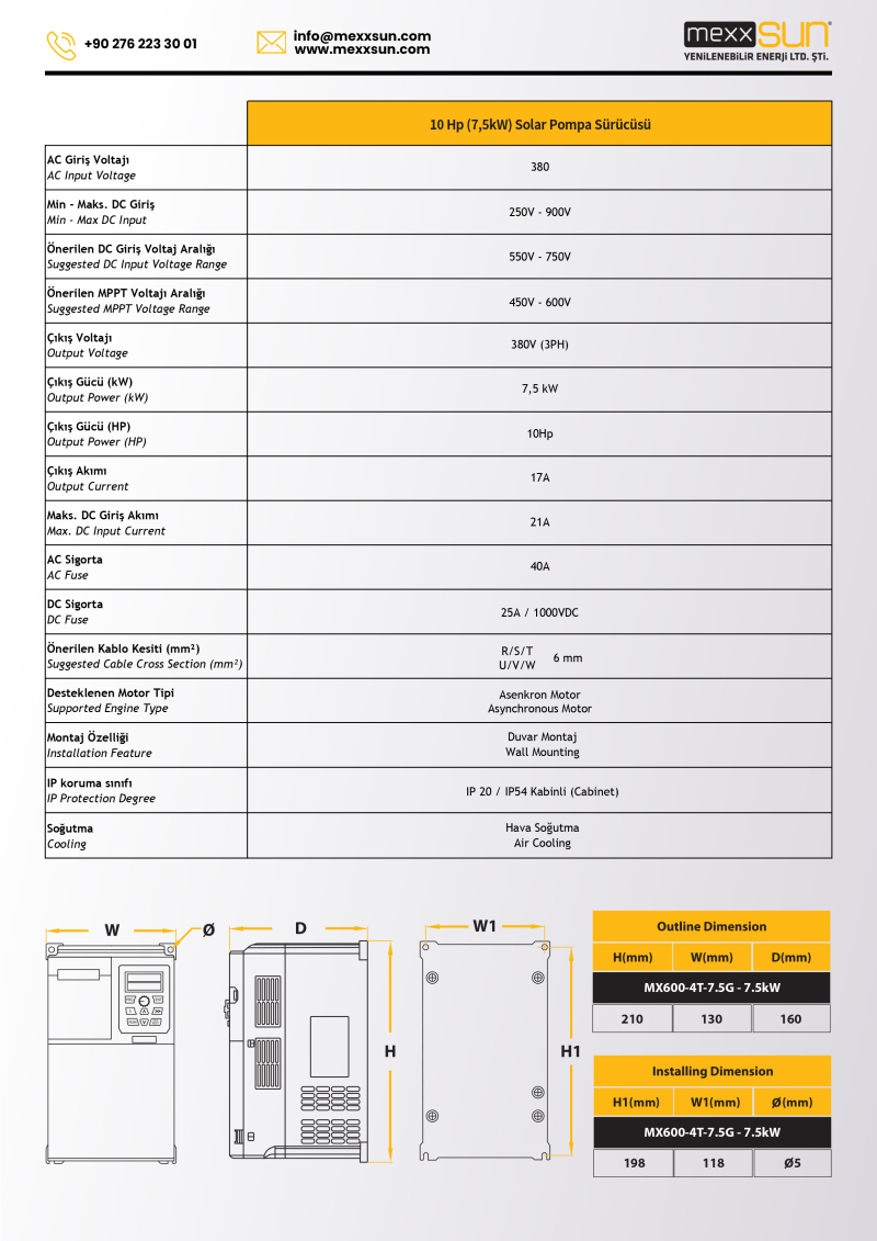 Solar VFD 10Hp (7,5 kW) (Three Phase) - 2