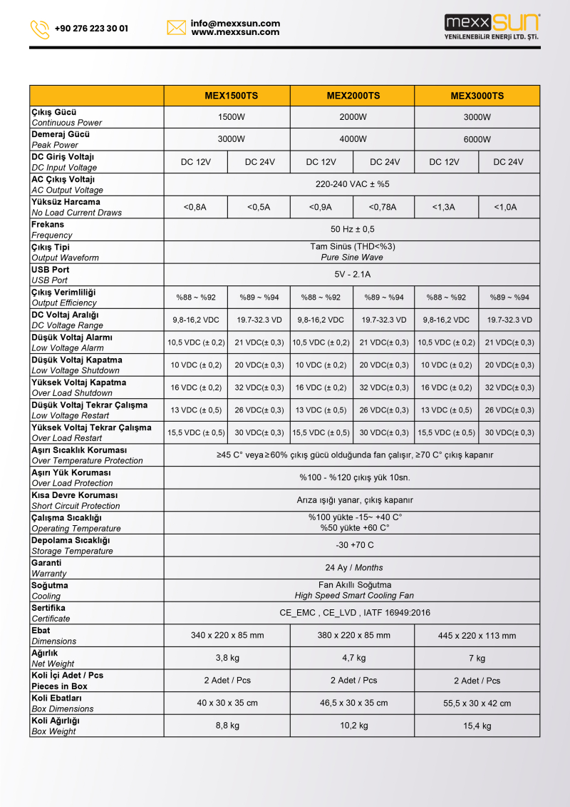 Tam sinüs 24V 1500W - 2