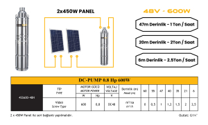 DC pompa 0,8Hp 600W (Screw Type) (4SS600-48N)