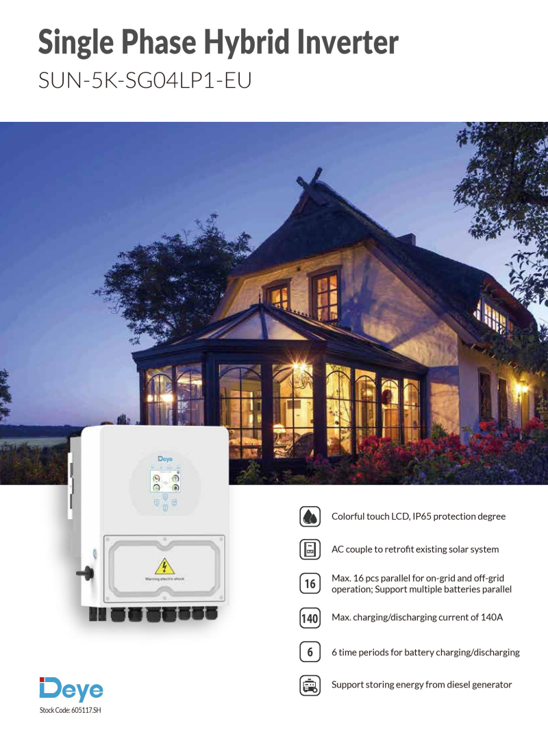 PV Hybrid Inverter SUN-5K-SG04LP1-EU - 1