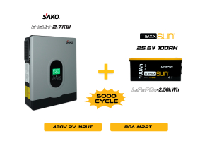 E-Sun 2.7KW Inverter + 25.6V 100Ah lithium Battery Off-Grid Hybrid Package