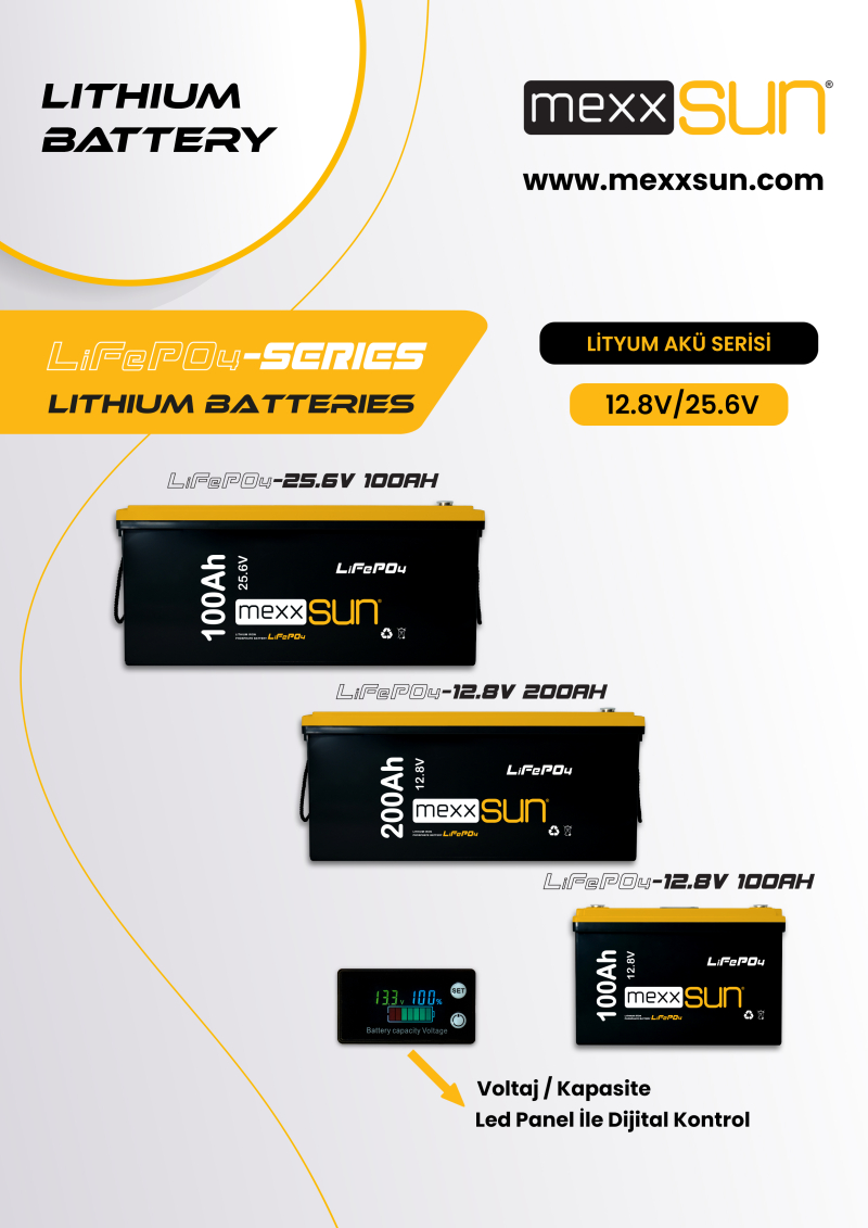 MEXXSUN Lityum Akü 25,6V 100Ah (LiFePo4) 2560Wh - 1