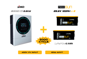 Sunon-IV 3.6KW Inverter + 2x25.6V 100Ah lithium Battery Off-Grid Hybrid Package