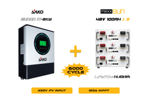 Sunon-IV 8KW Inverter + 3x48V 100Ah lithium Battery Off-Grid Hybrid Package
