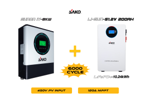 Sunon-IV 8KW Inverter + Li-sun 51.2V 200Ah lithium Battery Off-Grid Hybrid Package