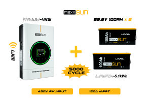 Mexx 4KW Inverter + 2x25.6V 100Ah Lityum Akü Off-Grid Hibrit Paketi