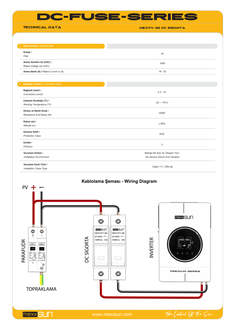 DC Sigorta + Sigorta Yuvası (16A 1000V) - 12 Adet - 2