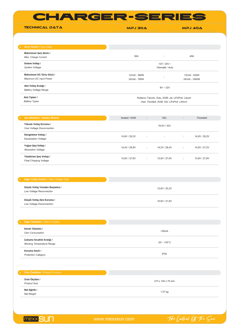 Solar Charge Controller MPJ30 30A 12/24V - 2