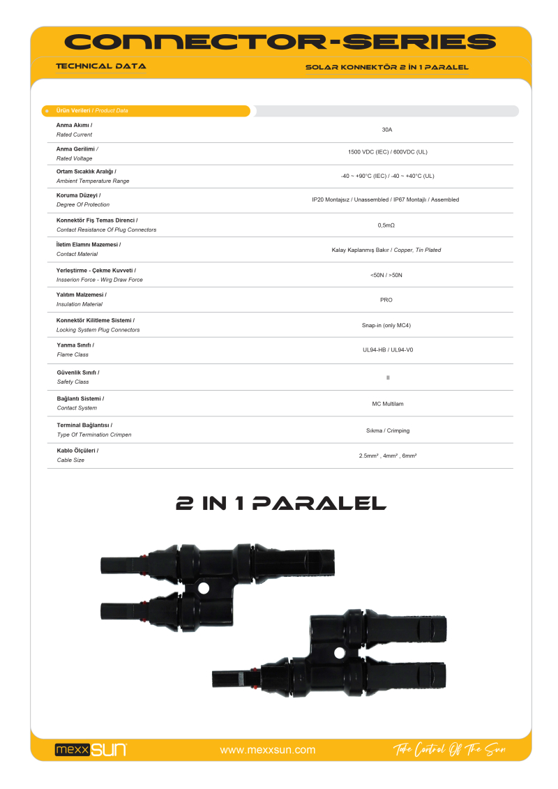 Solar Konnektör 2 in 1 Paralel (10 adet) - 1