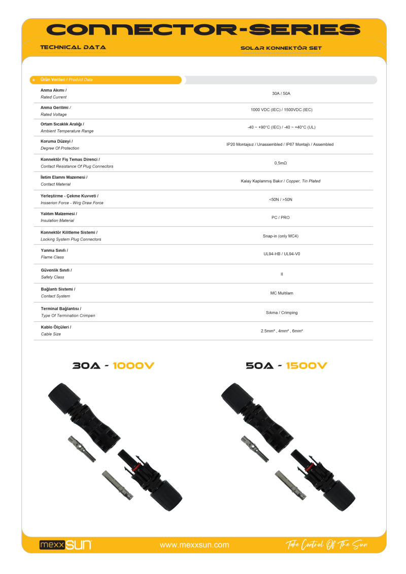 Solar Konnektör Set (50A -1500V) (50 Adet) - 1