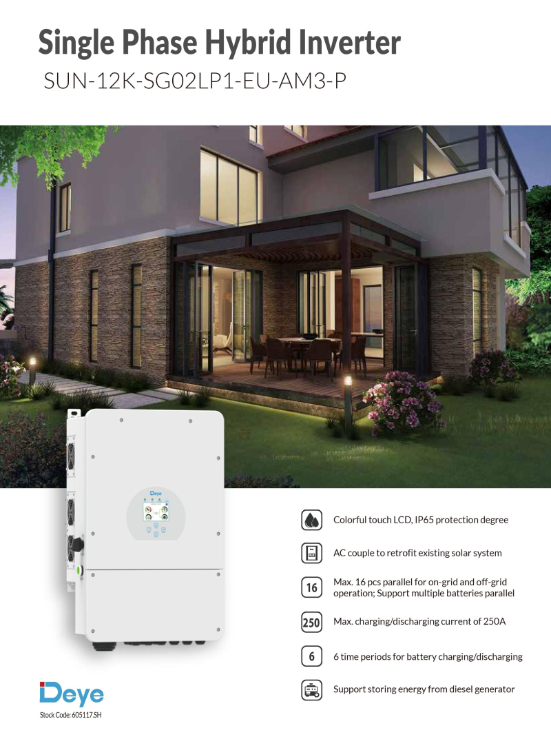 DEYE 12 KW Hibrit Monofaz LV (48V) - 1