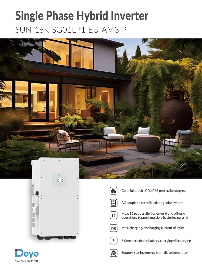 DEYE 16 KW Hibrit Monofaz LV (48V) - 1