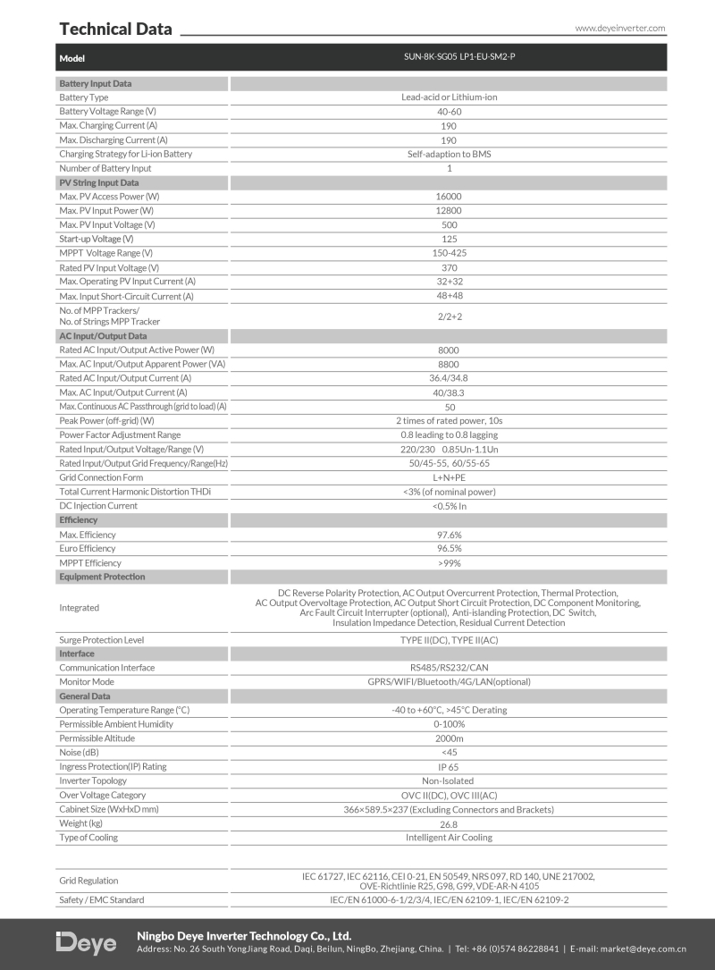 DEYE 8 KW Hibrit Monofaze LV (48V) - 2