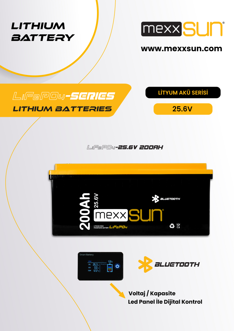 MEXXSUN Lityum Akü 25,6V 200Ah (LiFePo4) 5120Wh - 1